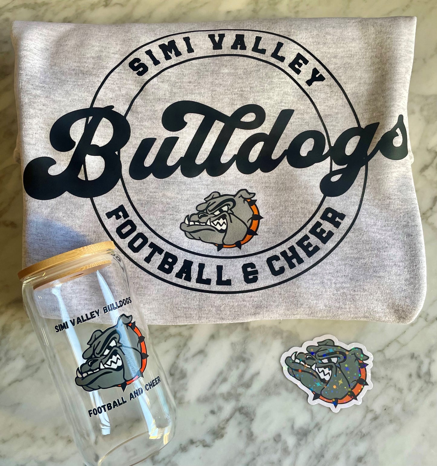 Simi Valley Bulldgos Football and Cheer sweatshirt